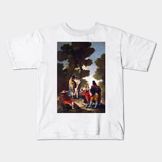 The Maja and the Cloaked Men, or A Walk through Andalusia by Francisco Goya Kids T-Shirt by Classic Art Stall